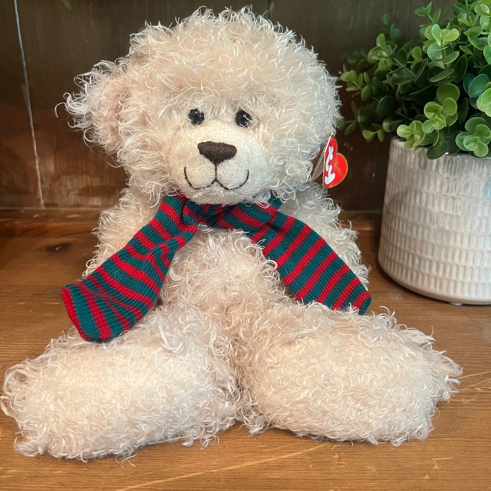 TY Classic 14" Toasty Christmas Winter Bear Silk Stuffed Animal